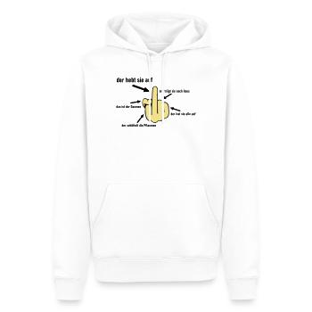 Mittelfinger hebt sie auf - Männer Premium Bio Hoodie - Weiß - Vorne - Nico (187cm)