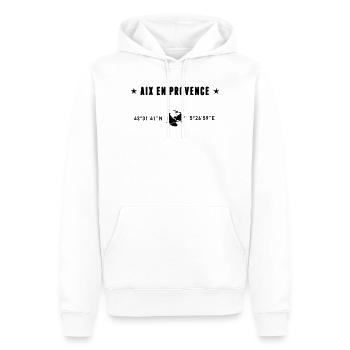 Aix En Provence Coordonnées Globe - Sweat à capuche Premium bio Homme - blanc - Devant - Nico (187cm)