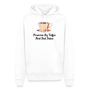 Angetrieben von Kaffee und Papa-Witzen - Männer Premium Bio Hoodie - Weiß - Vorne - Nico (187cm)