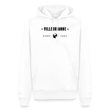 Villeurbanne France Coordonnées Gps Globe - Sweat à capuche Premium bio Homme - blanc - Devant - Nico (187cm)