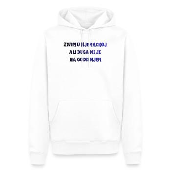 Kraftvoller Blau-Typo Spruch - Männer Premium Bio Hoodie - Weiß - Vorne - Nico (187cm)
