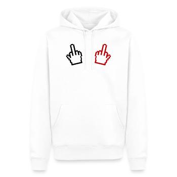 Pixel Mittelfinger - Männer Premium Bio Hoodie - Weiß - Vorne - Nico (187cm)