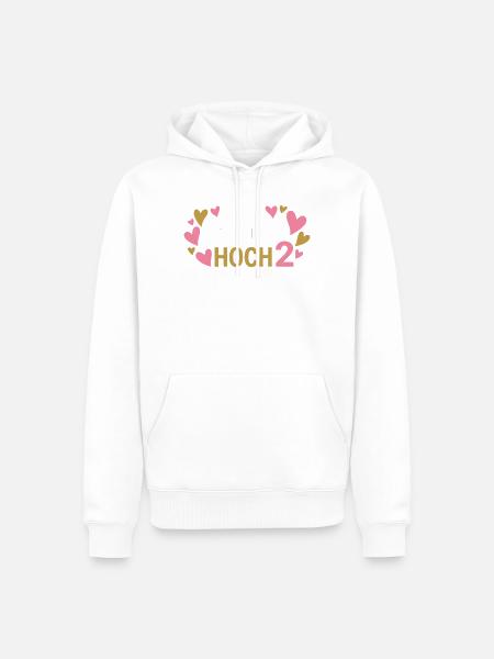 Hoch 2 Herz Zwillinge Zweifache Mutter - Männer Premium Bio Hoodie - Weiß