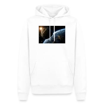 Cinematic Asteroid Approaching Planet Earth - Men’s Premium Organic Hoodie - white - Front - Nico (187cm)