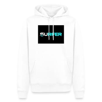 Logo de texte néon Surfer - Sweat à capuche Premium bio Homme - blanc - Devant - Nico (187cm)
