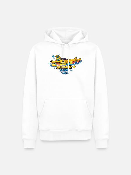 Sommergleiter Krokodil mit Schlauchboot - Männer Premium Bio Hoodie - Weiß