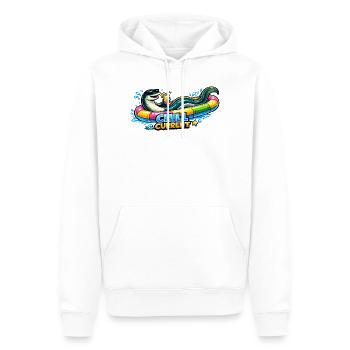 Illustration de la fête à la piscine Chill Current - Sweat à capuche Premium bio Homme - blanc - Devant - Nico (187cm)