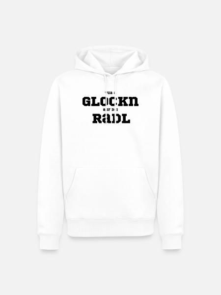 Tua a Glockn auf dei Radl Dialekt Spruch Retro - Männer Premium Bio Hoodie - Weiß