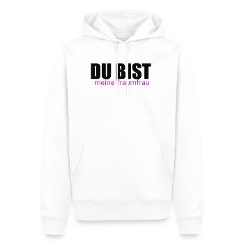 Du bist meine Traumfrau - Männer Premium Bio Hoodie - Weiß - Vorne - Nico (187cm)