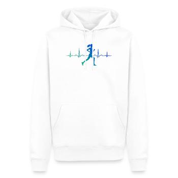 Idée cadeau pour un coureur avec course à pied - Sweat à capuche Premium bio Homme - blanc - Devant - Nico (187cm)