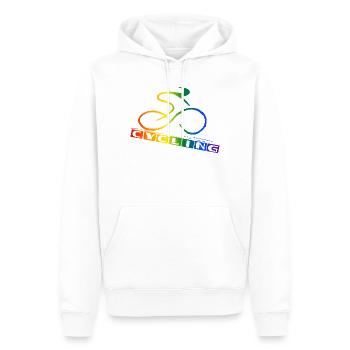 Lettrage arc-en-ciel cyclable - Sweat à capuche Premium bio Homme - blanc - Devant - Nico (187cm)