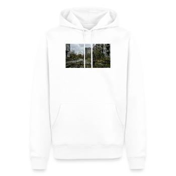 Soldat des ruines avec masque à gaz - Sweat à capuche Premium bio Homme - blanc - Devant - Nico (187cm)