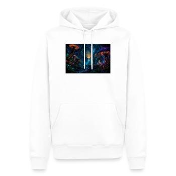 CYMATRIX TECHNOLOGIES Neon Fungal Forest of Luminaries - Men’s Premium Organic Hoodie - white - Front - Nico (187cm)