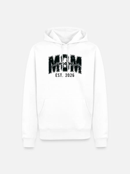 Mom est. 2026 Script Logo Geburt werdende Mutter - Männer Premium Bio Hoodie - Weiß