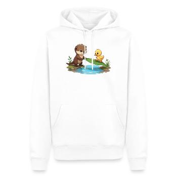 Flussfreund Otter und Ente - Männer Premium Bio Hoodie - Weiß - Vorne - Nico (187cm)