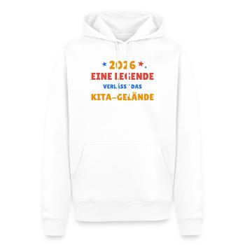 Eine Legende verlässt das Kita-Gelände - 2026 - Männer Premium Bio Hoodie - Weiß - Vorne - Nico (187cm)