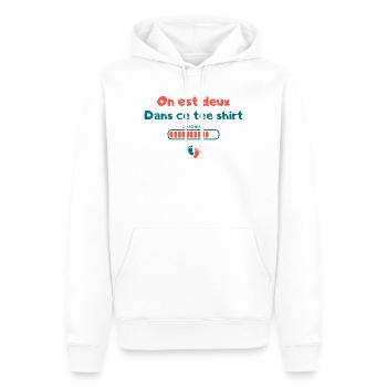 On Est Deux Dans Ce Tee Shirt Grossesse - Sweat à capuche Premium bio Homme - blanc - Devant - Nico (187cm)