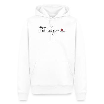 Don de typographie Pottery Heart - Sweat à capuche Premium bio Homme - blanc - Devant - Nico (187cm)