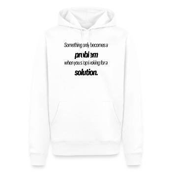 Problem & Lösung 3 en - Männer Premium Bio Hoodie - Weiß - Vorne - Nico (187cm)