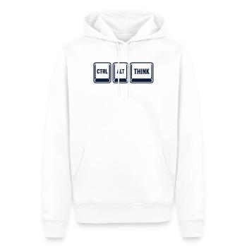 CRTL ALT THINK Motiv für Entwickler*innen - Männer Premium Bio Hoodie - Weiß - Vorne - Nico (187cm)