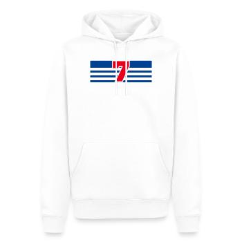 Numéro 7 France  - Sweat à capuche Premium bio Homme - blanc - Devant - Nico (187cm)