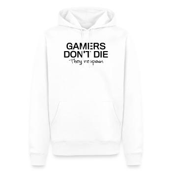 Gamers Dont Die Respawn T-Shirt - Männer Premium Bio Hoodie - Weiß - Vorne - Nico (187cm)