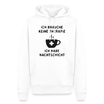 Nachtschicht Therapie Kaffee Spruch - Männer Premium Bio Hoodie - Weiß - Vorne - Nico (187cm)