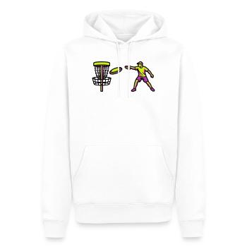 Discgolf Spieler Wurf Grafik - Männer Premium Bio Hoodie - Weiß - Vorne - Nico (187cm)