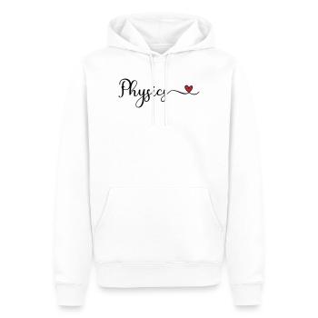 Physique - J’adore la typographie physique avec un cœur - Sweat à capuche Premium bio Homme - blanc - Devant - Nico (187cm)