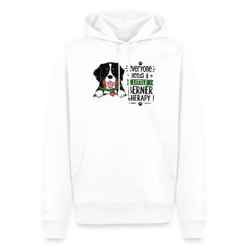 Chien de montagne bernois Petit Berner Humour de chien de thérapie - Sweat à capuche Premium bio Homme - blanc - Devant - Nico (187cm)