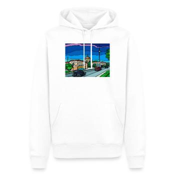 Scène rétro de rue urbaine - Sweat à capuche Premium bio Homme - blanc - Devant - Nico (187cm)