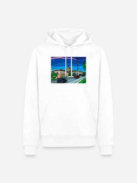 Retro City Straßenszene - Männer Premium Bio Hoodie - Weiß