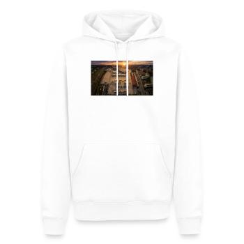 Dépôt de bus au coucher du soleil - Sweat à capuche Premium bio Homme - blanc - Devant - Nico (187cm)