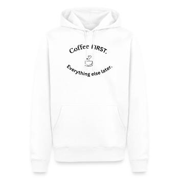 Café d’abord | Design minimaliste pour amateurs de café - Sweat à capuche Premium bio Homme - blanc - Devant - Nico (187cm)