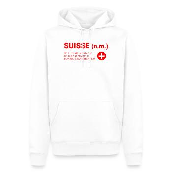 Septante et Nonante Sans Bégayer, fierté suisse - Sweat à capuche Premium bio Homme - blanc - Devant - Nico (187cm)