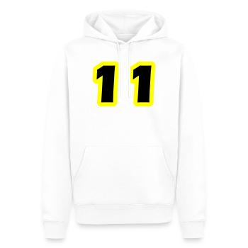 11 Symbole numérique - Sweat à capuche Premium bio Homme - blanc - Devant - Nico (187cm)