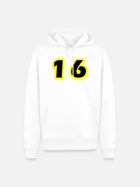 16 Number symbol - Men’s Premium Organic Hoodie - white