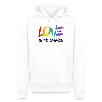 Love is the Answer Rainbow - Männer Premium Bio Hoodie - Weiß - Vorne - Nico (187cm)