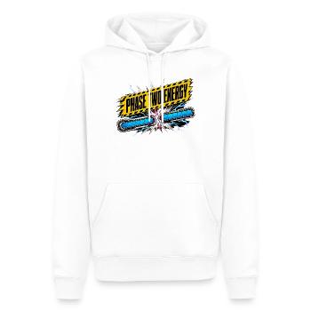 Phase deux : Style de bande dessinée Energy - Sweat à capuche Premium bio Homme - blanc - Devant - Nico (187cm)