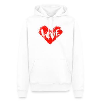 Cœur d’amour - Sweat à capuche Premium bio Homme - blanc - Devant - Nico (187cm)