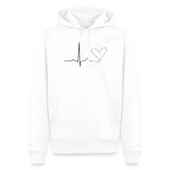 Love Heartbeat | Herzschlag Liebe Shirt - Männer Premium Bio Hoodie - Weiß - Vorne - Nico (187cm)