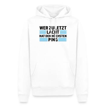 Wer zuletzt lacht höchsten Ping Gamer Shirt - Männer Premium Bio Hoodie - Weiß - Vorne - Nico (187cm)
