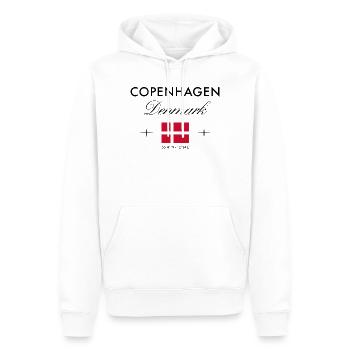 Kopenhagen Dänemark Koordinaten Reise Souvenir - Männer Premium Bio Hoodie - Weiß - Vorne - Nico (187cm)