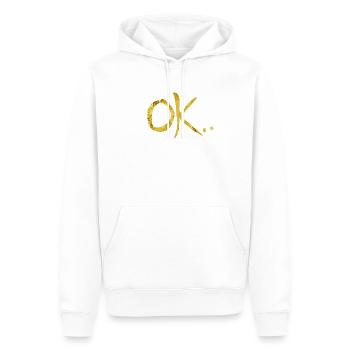 Écriture à paillettes OK Or sur fond noir - Sweat à capuche Premium bio Homme - blanc - Devant - Nico (187cm)