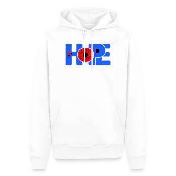 Hope Hoffnung - Sweat à capuche Premium bio Homme - blanc - Devant - Nico (187cm)