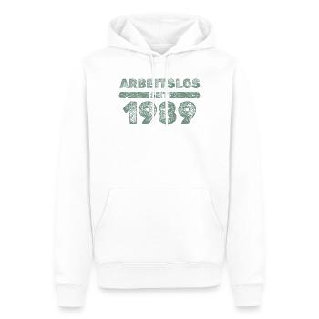 1989 - Männer Premium Bio Hoodie - Weiß - Vorne - Nico (187cm)