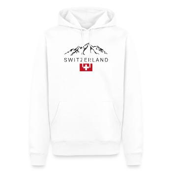 T-shirt Suisse Montagne Drapeau Alpes - Sweat à capuche Premium bio Homme - blanc - Devant - Nico (187cm)