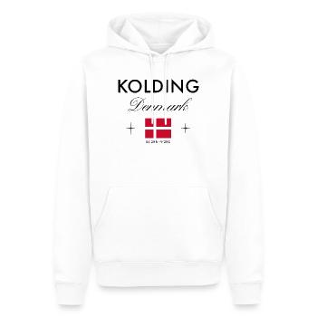 Kolding, Danemark, coordonnées, voyage, souvenir - Sweat à capuche Premium bio Homme - blanc - Devant - Nico (187cm)