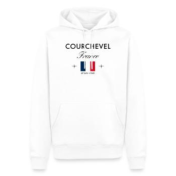 Courchevel, France, coordinates, travel, souvenir - Men’s Premium Organic Hoodie - white - Front - Nico (187cm)