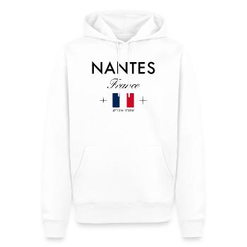 Nantes Frankreich Koordinaten Reise Souvenir - Männer Premium Bio Hoodie - Weiß - Vorne - Nico (187cm)